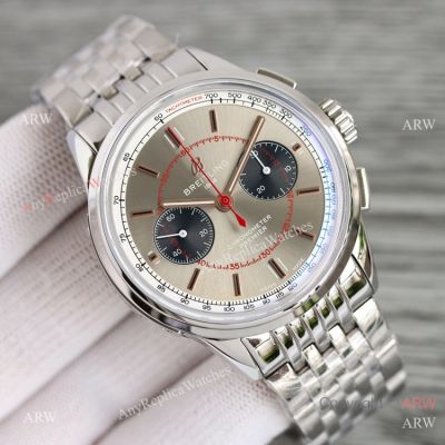 Swiss Breitling Premier BLS A7750 Silver Red Dial Stainless Steel Watch AAA Replica Breitling